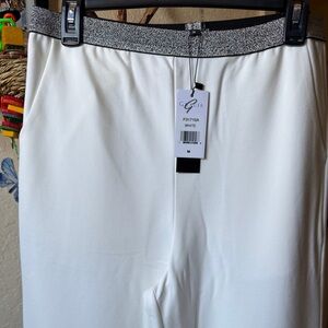 Gracia White Men's Pants with Silver Waistband